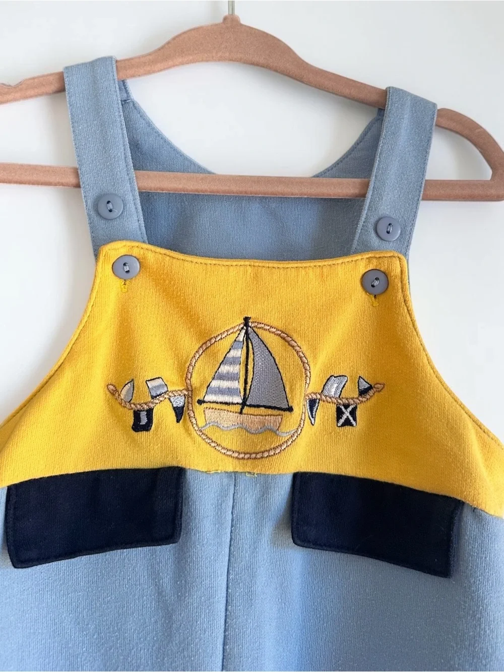 Vintage Baby Connection 90s Y2K Nautical Sailboat Shortall Romper 6/9M